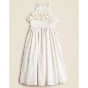 Girls' floral appliqué midi dress in sateen cotton wedding formal sz 7